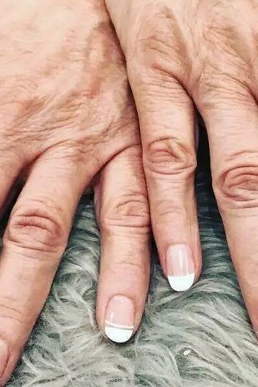Lavender grey short oval soft - flattering nail design for older women