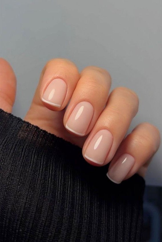 French on a White Table - short French nails for women over 60