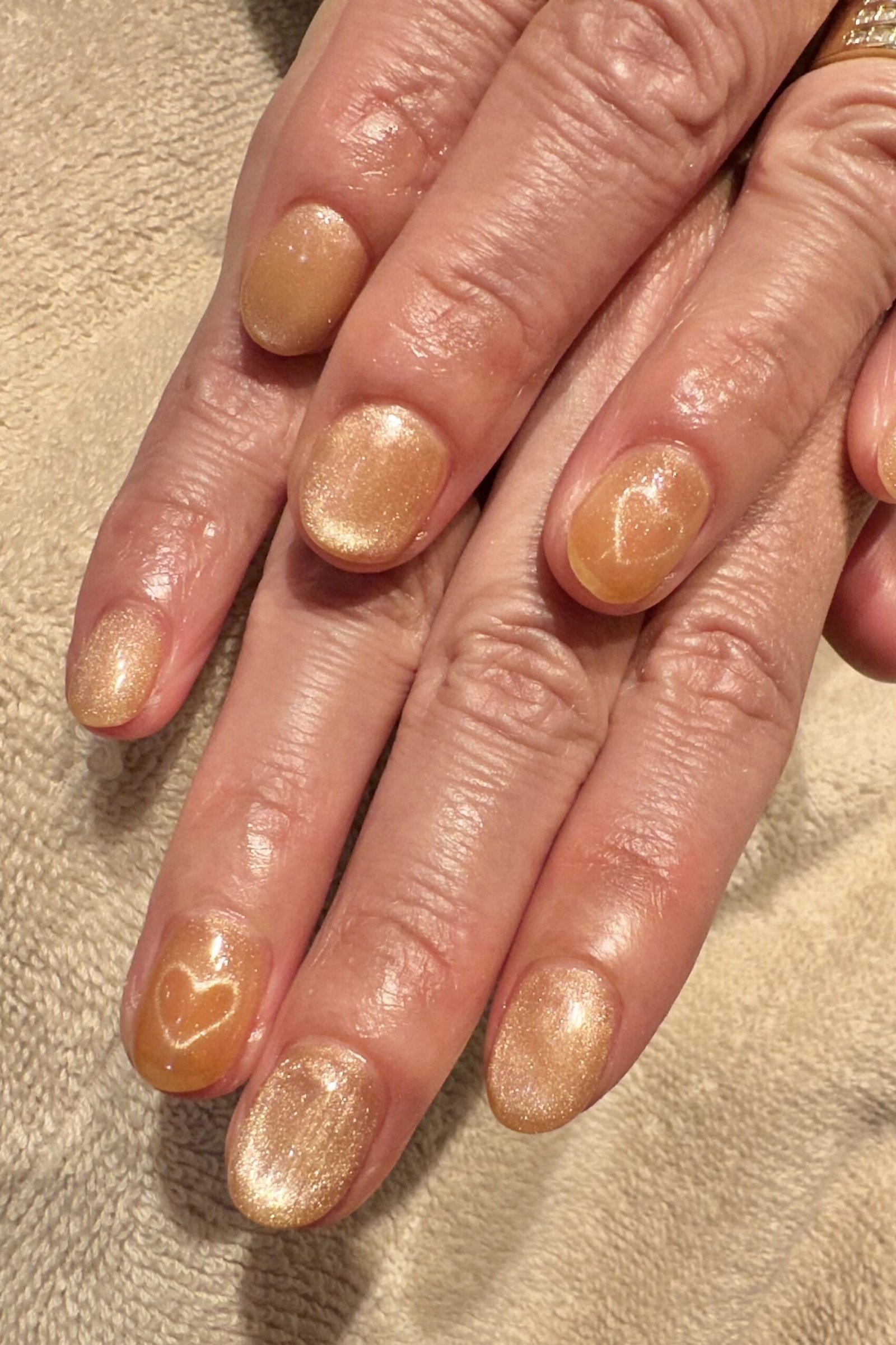 Golden Champagne Shimmer Nails for women over 60