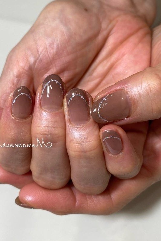 Glossy Taupe Short Nails, nail color idea for women over 60