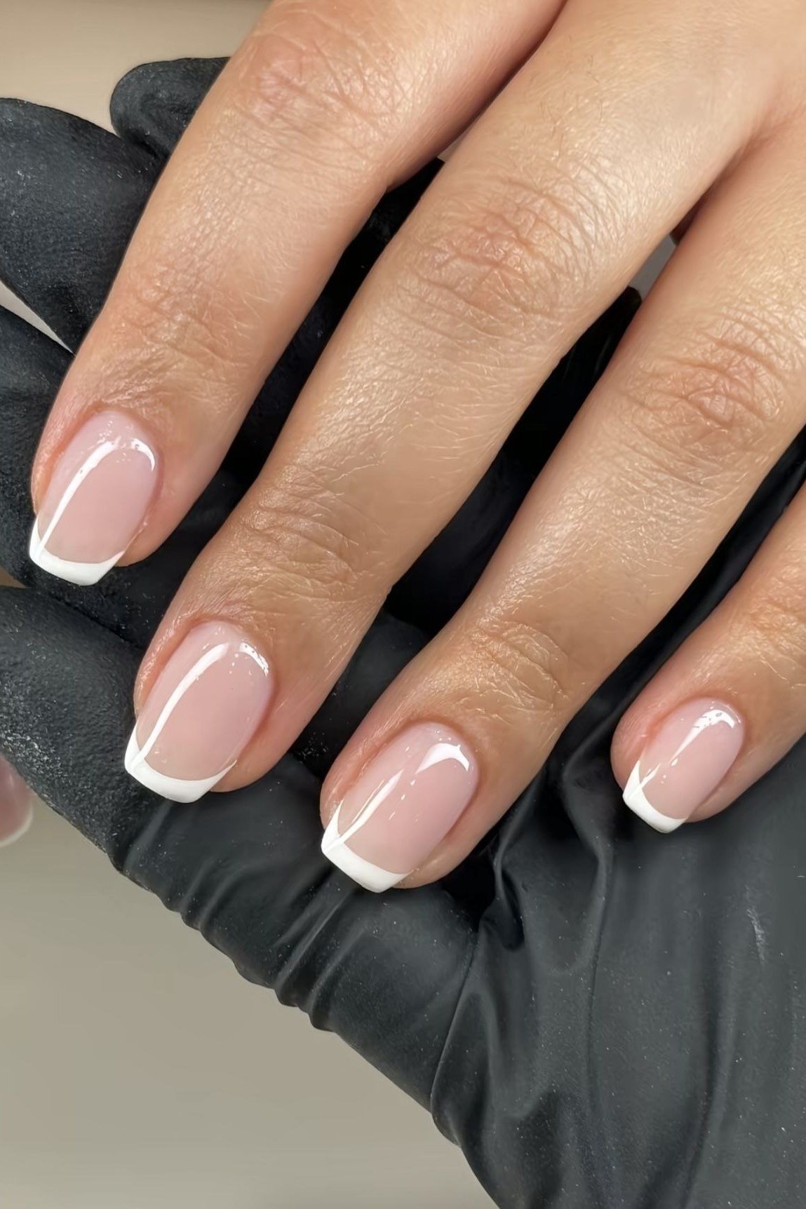 Micro French on Older Hands - short French nails for women over 60