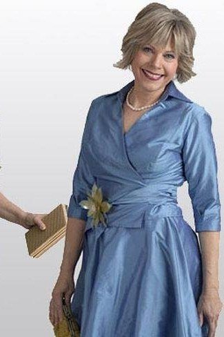 burgundy, blue and green dresses, three models, elegant cocktail dress for women over 60