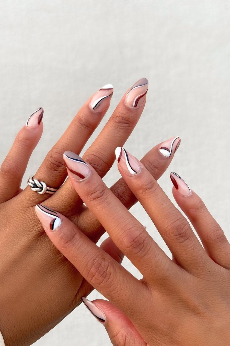 French with Dark Burgundy Tips gel nails for women over 60
