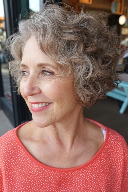 Curly pixie with joyful texture