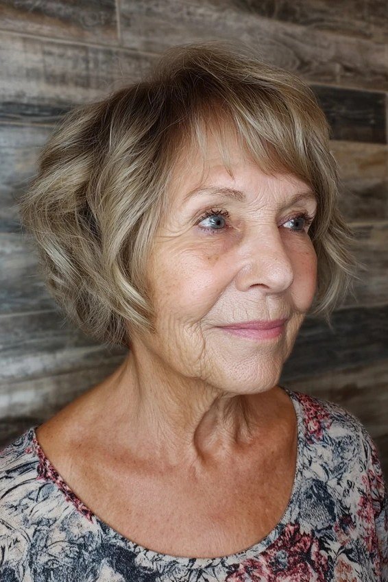 Front Blonde Layered Bob for women over 60