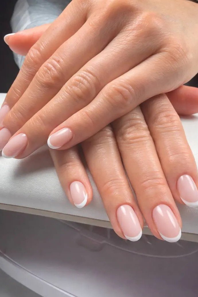 French manicure on older hands