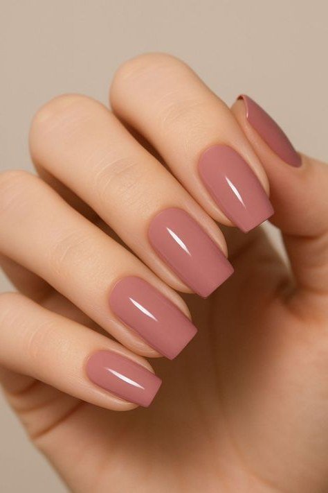 Smoky dusty rose gel nails