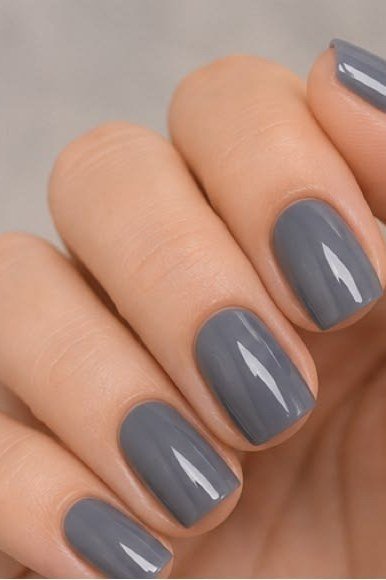 Grey Oval Nails, neutral nail ideas for older women