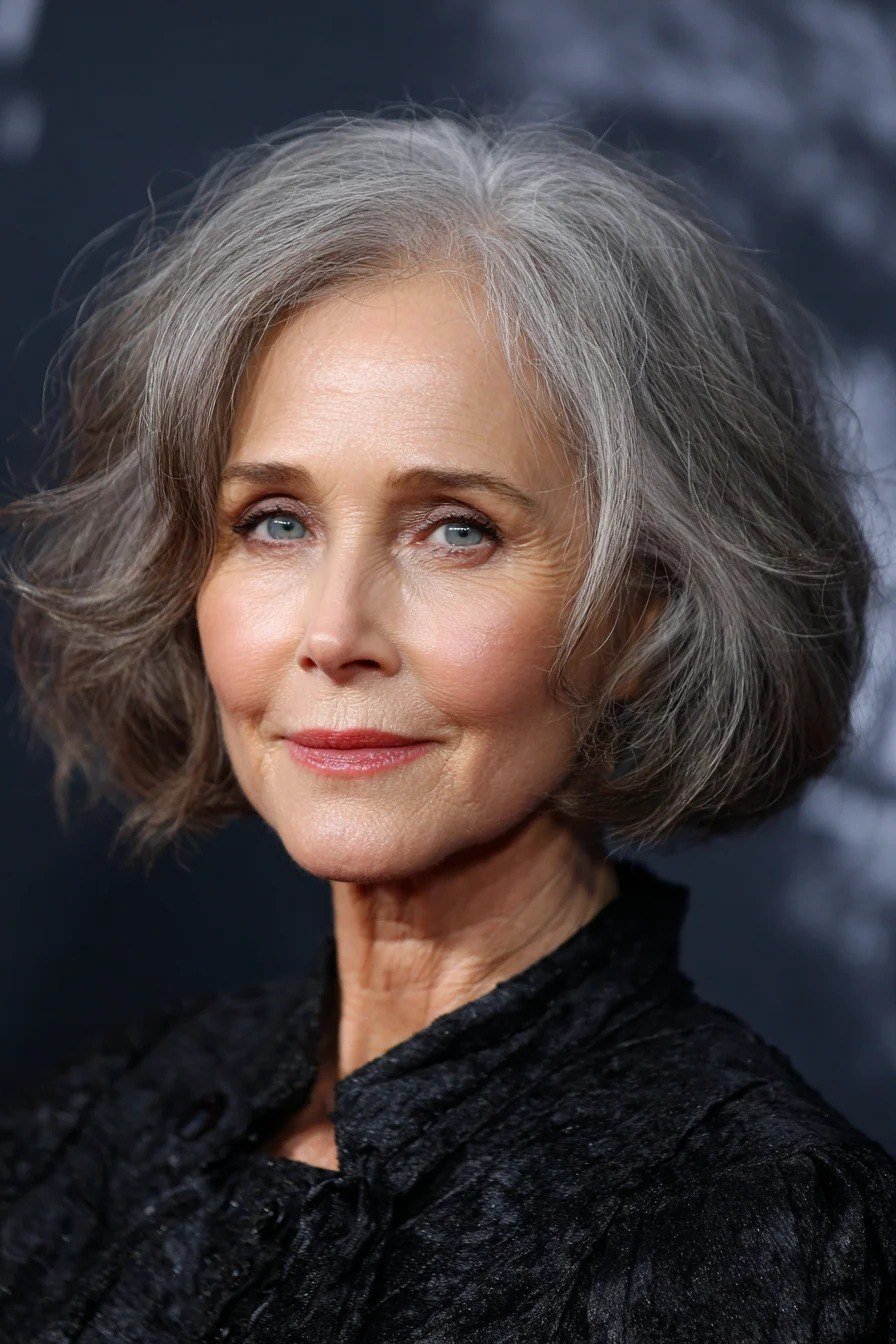 Wavy Grey Bob - timeless hairstyle for women over 60