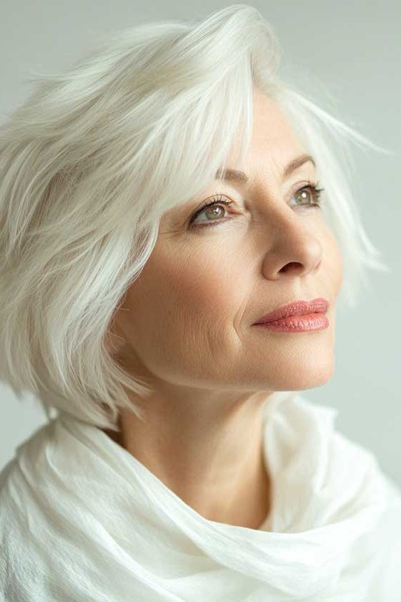 Chic white pixie for women over 70