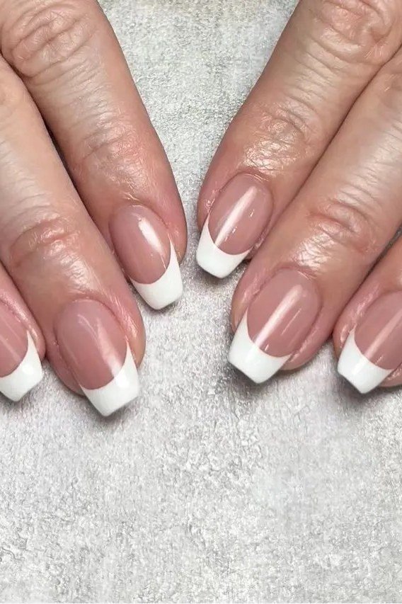 French manicure with deep white tips