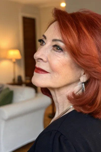 Strawberry Blonde Layered Lob - layered lob hairstyle for women over 60