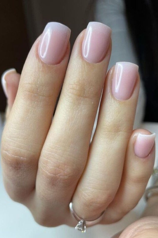 Pink Short Square Gloss - short nail design for women over 60 that makes nails look longer