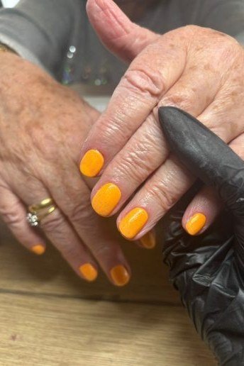 Marigold Yellow Orange - fall nail color idea for women over 60