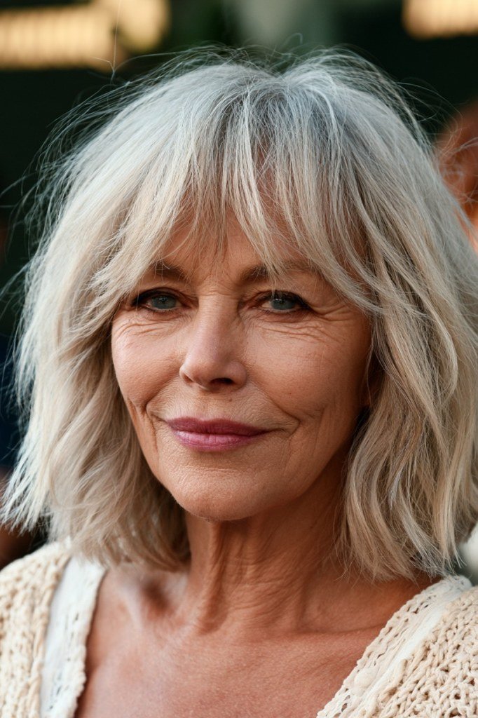 Textured Blonde Shag - medium shag haircut for women over 40