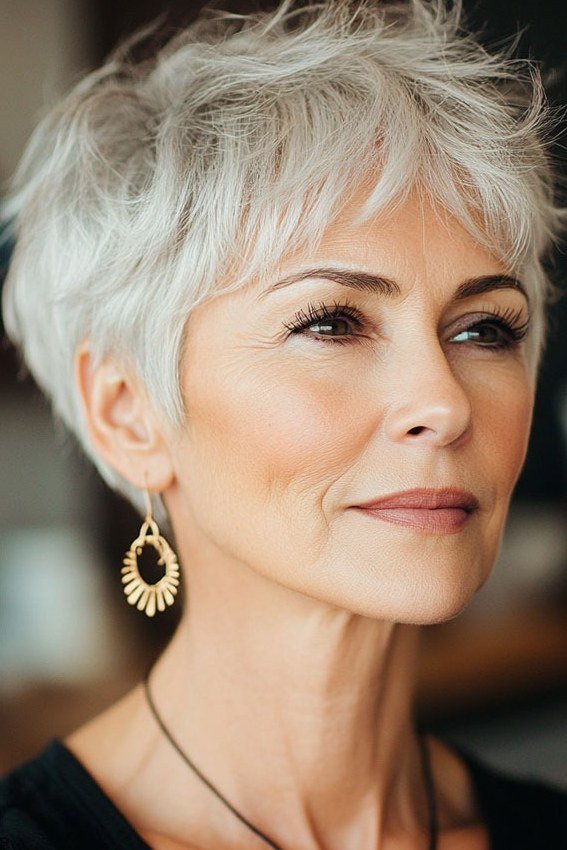 Silver pixie with soft layers