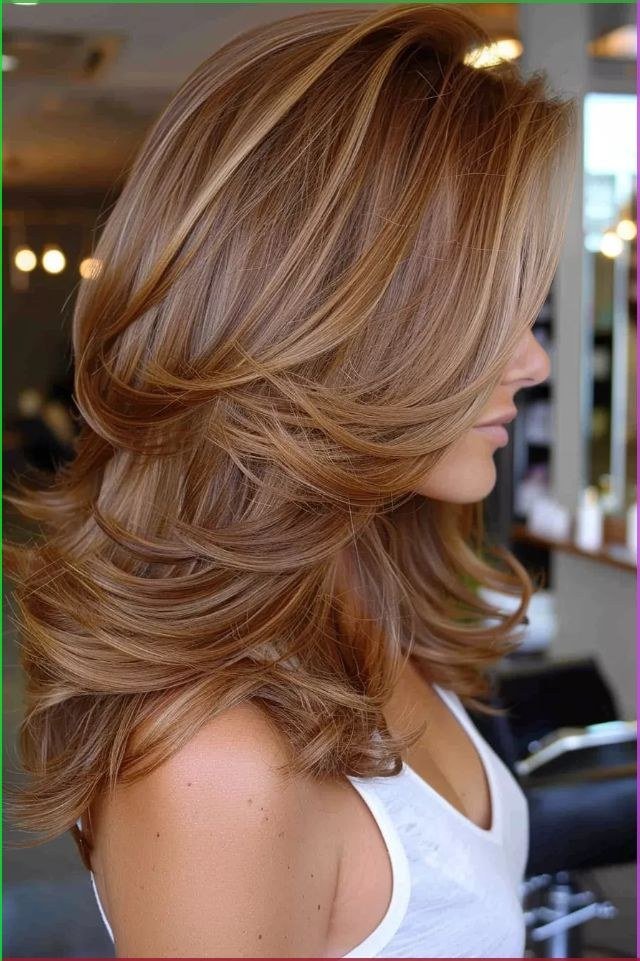 Copper Butterfly Layers - butterfly cut hairstyle for women over 60