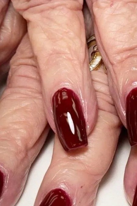 Deep Oxblood Nails, fall nail color idea for women over 50