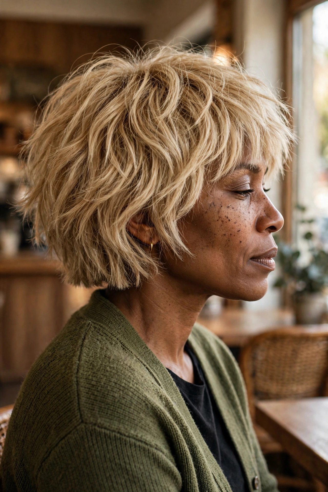 Shaggy bob with square shape