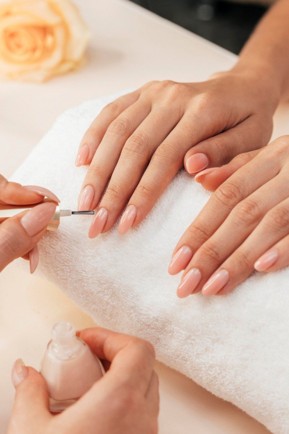 Salon Manicure Session - elegant nail art idea for mature hands, women over 50