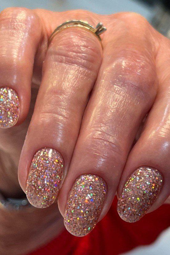 Multicolor Gold Glitter Short Nails for women over 60