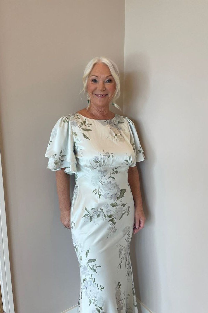 mint floral fit-and-flare dress