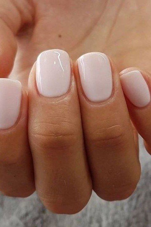 milky white short nails