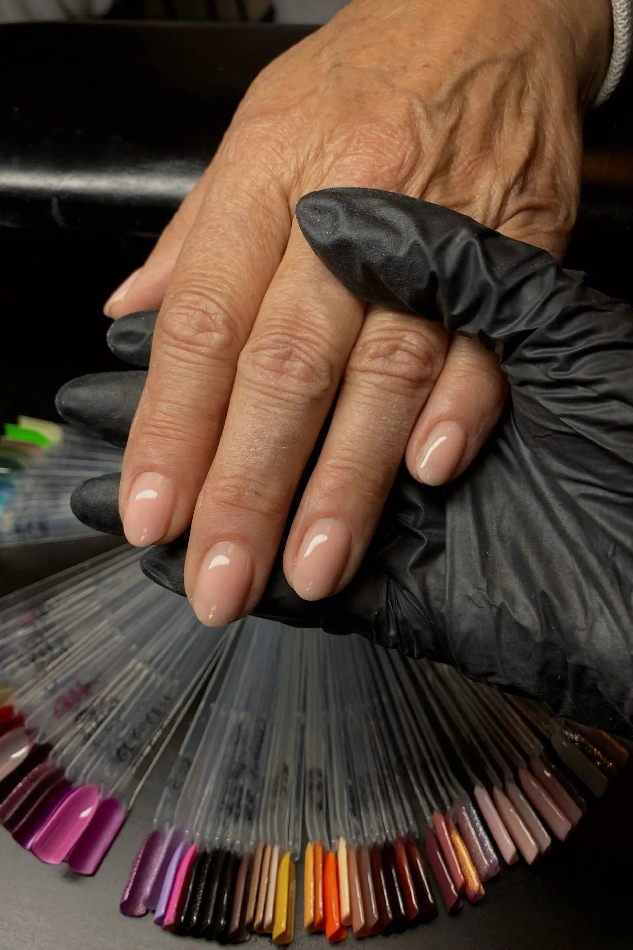nude nails with a polish color palette for older women