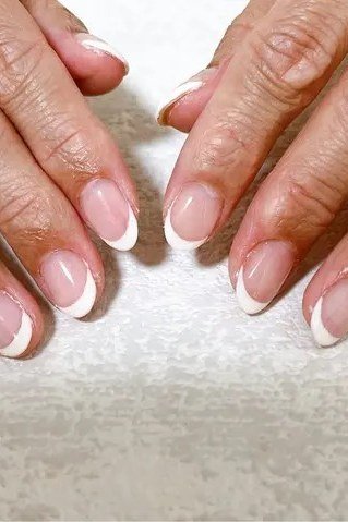 Natural french mature hands nails for women over 50