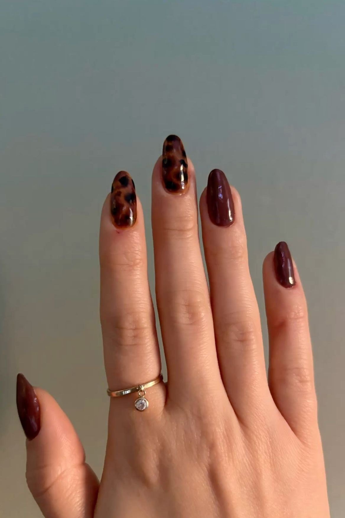 Chocolate French Tip Almond Nails - brown nail idea for women over 50