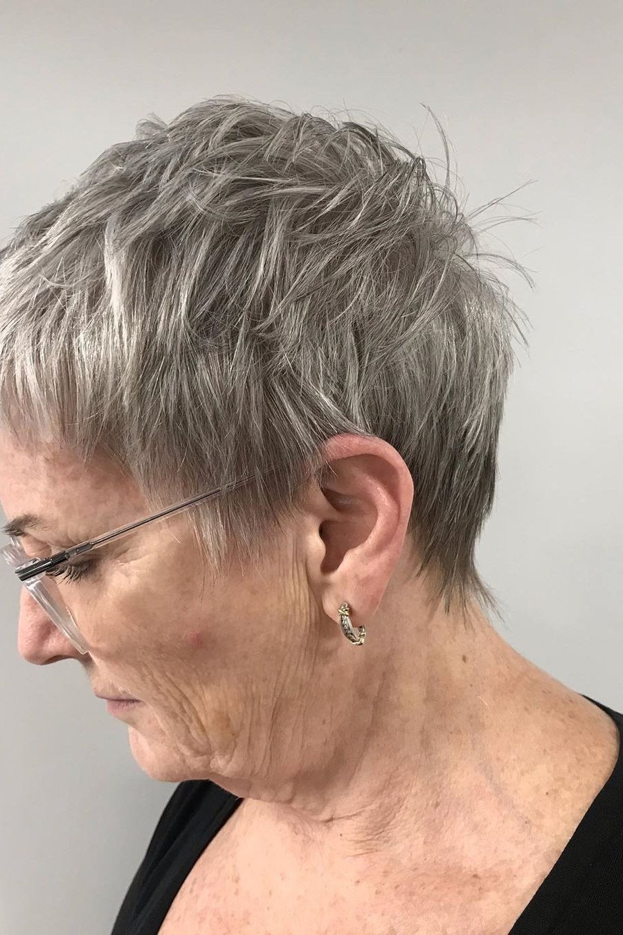 Gray Pixie with Neat Taper - sassy hairstyle for older women