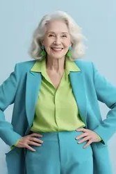 Turquoise Suit with Lime Green Blouse - business outfit for women over 50