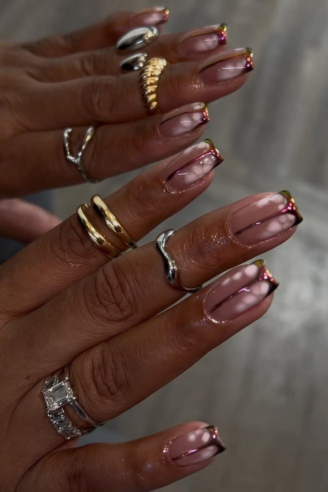 tortoise brown tip nails on dark skin