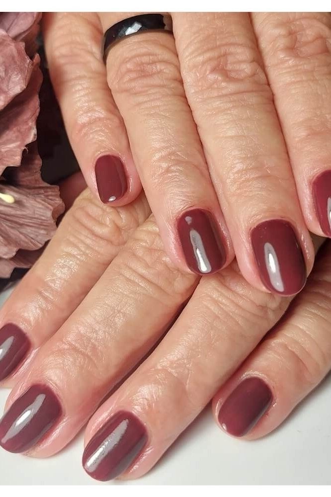 Burgundy Wine Gel Nails gel nail idea for women over 60