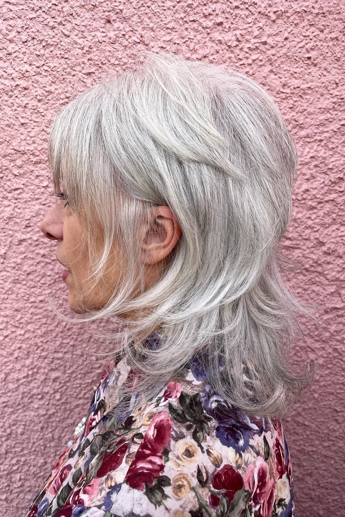 Shaggy Silver Medium Cut - timeless hairstyle for women over 60