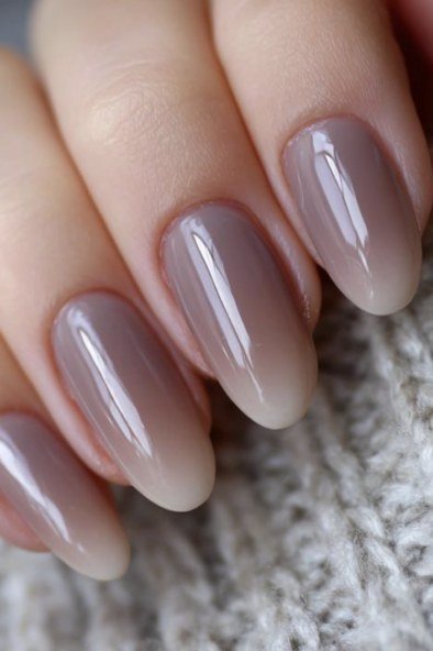 Taupe ombre gel nails for mature hands