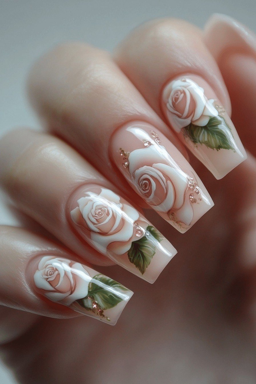 Golden nude glossy radiant - flattering nail design for older women