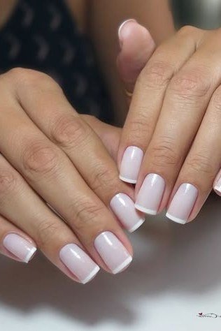 Micro French, Delicate and Neat - short French nails for women over 60