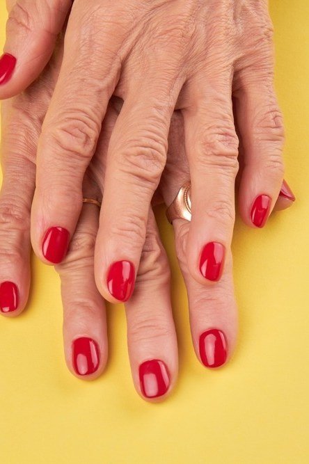 Red Short Nails gel nails for women over 60