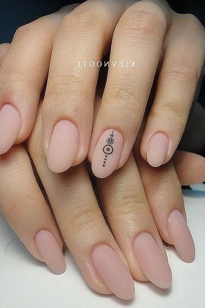 Nude nails with delicate small nail art