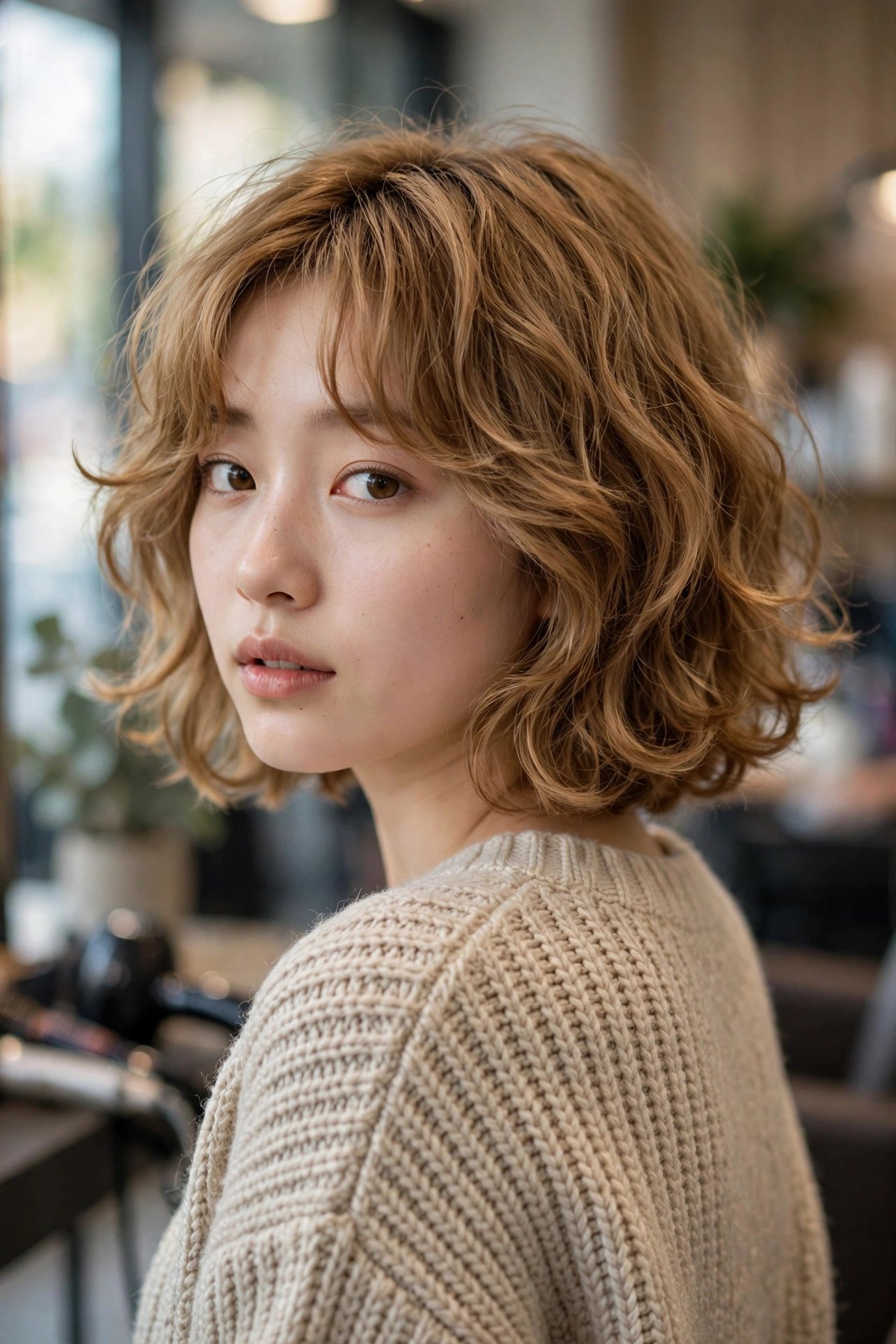 Shaggy bob with curled ends
