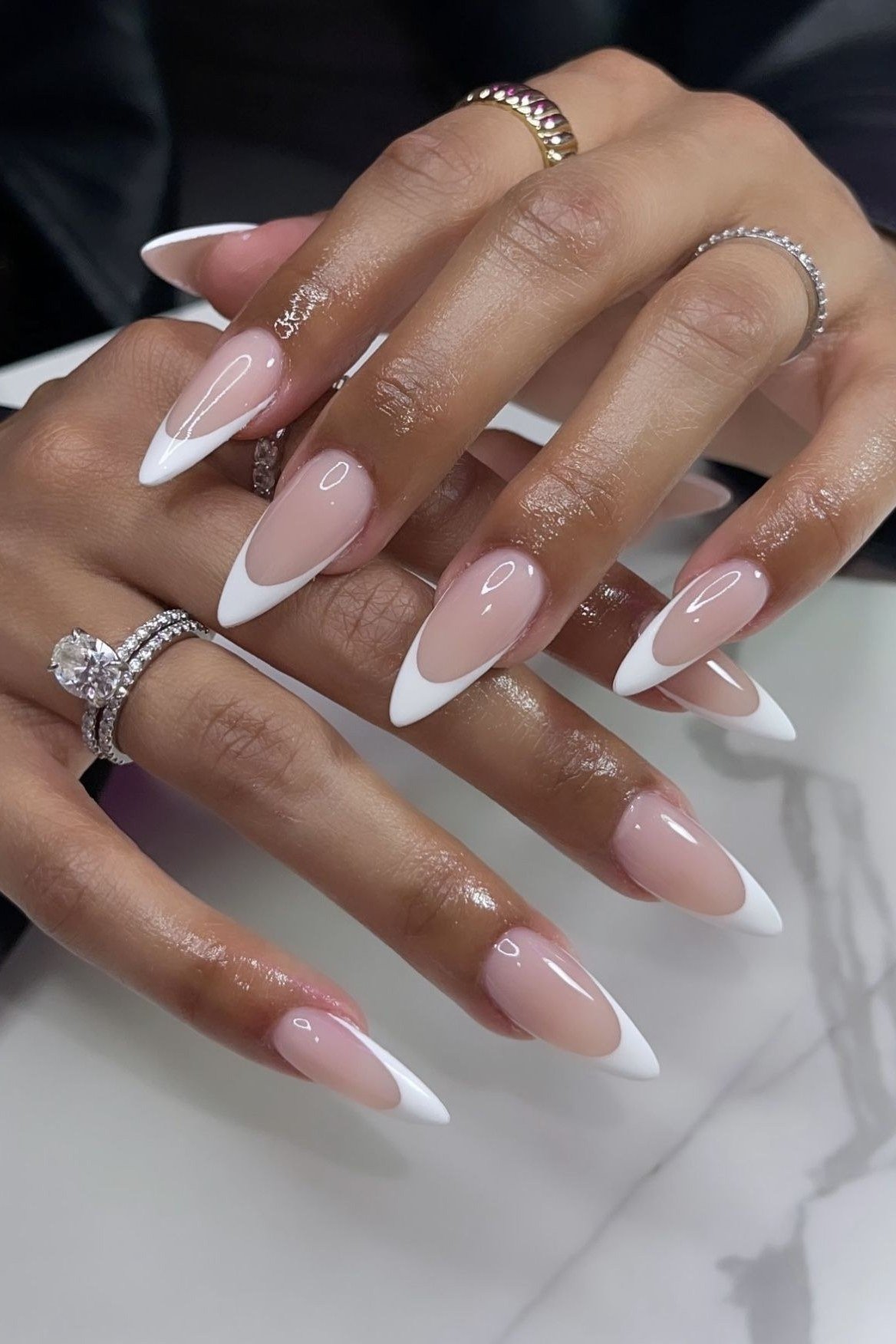 Neutral French Almond Nails, neutral nail ideas for older women