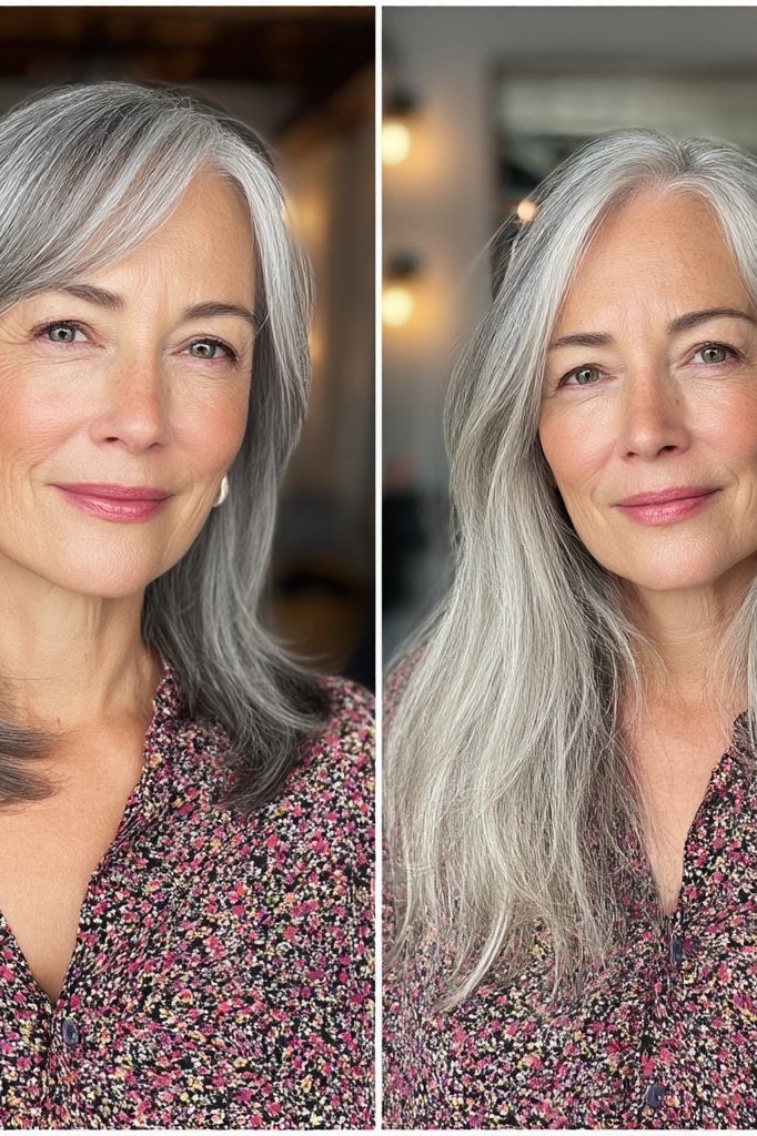 Long Silver Hair - timeless hairstyle for women over 60