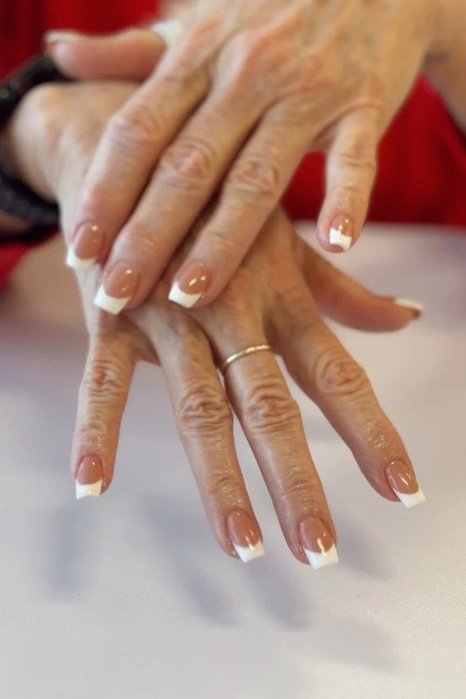 Red French Tip Nails - winter nail trend for older women over 70