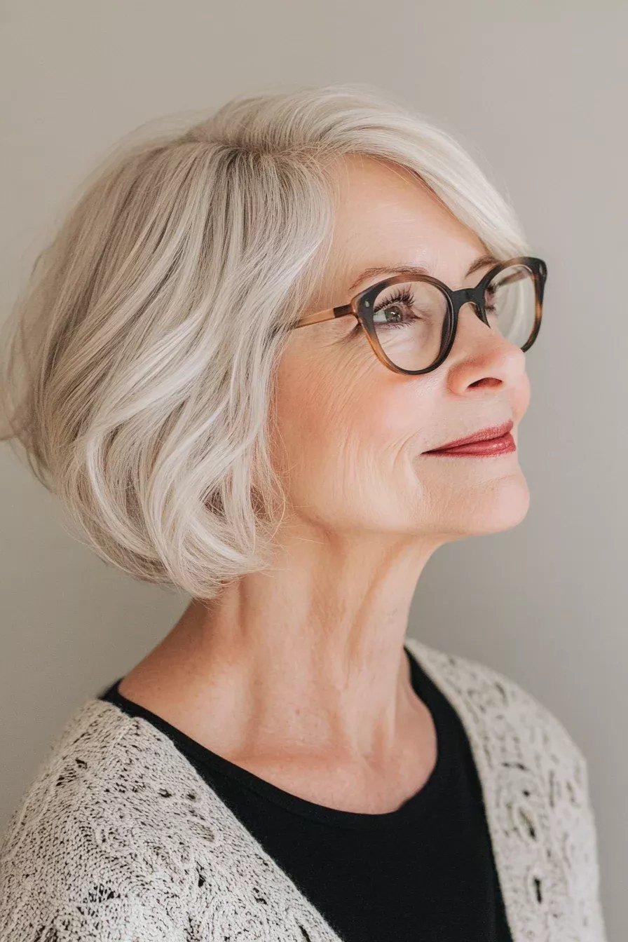 Grey Rounded Bob - hairstyle for women over 70