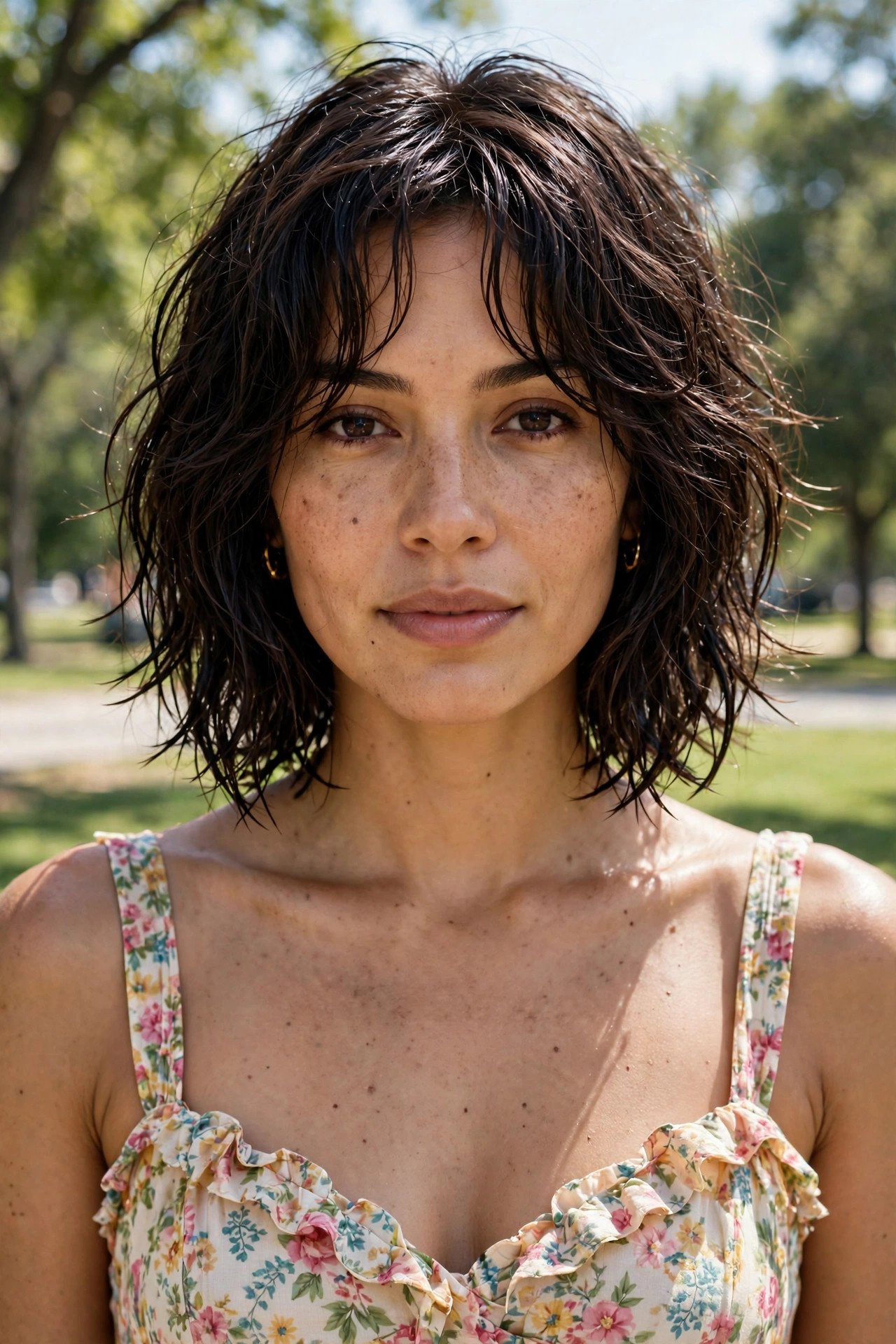 Shaggy bob with wet look finish