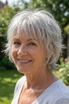 shaggy silver pixie bob in garden, front view