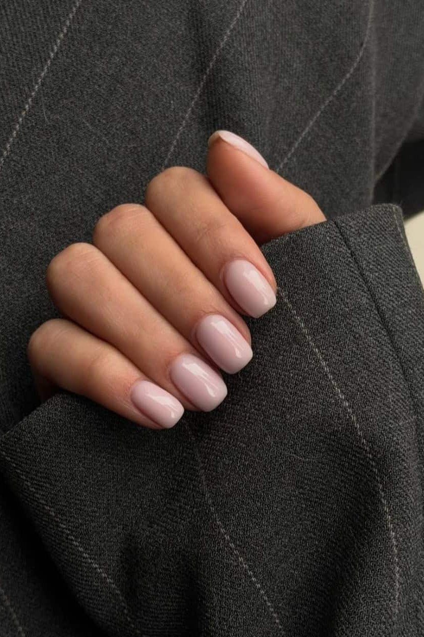 Creamy Nude Short Oval Nails - old money fall nail color for women over 40