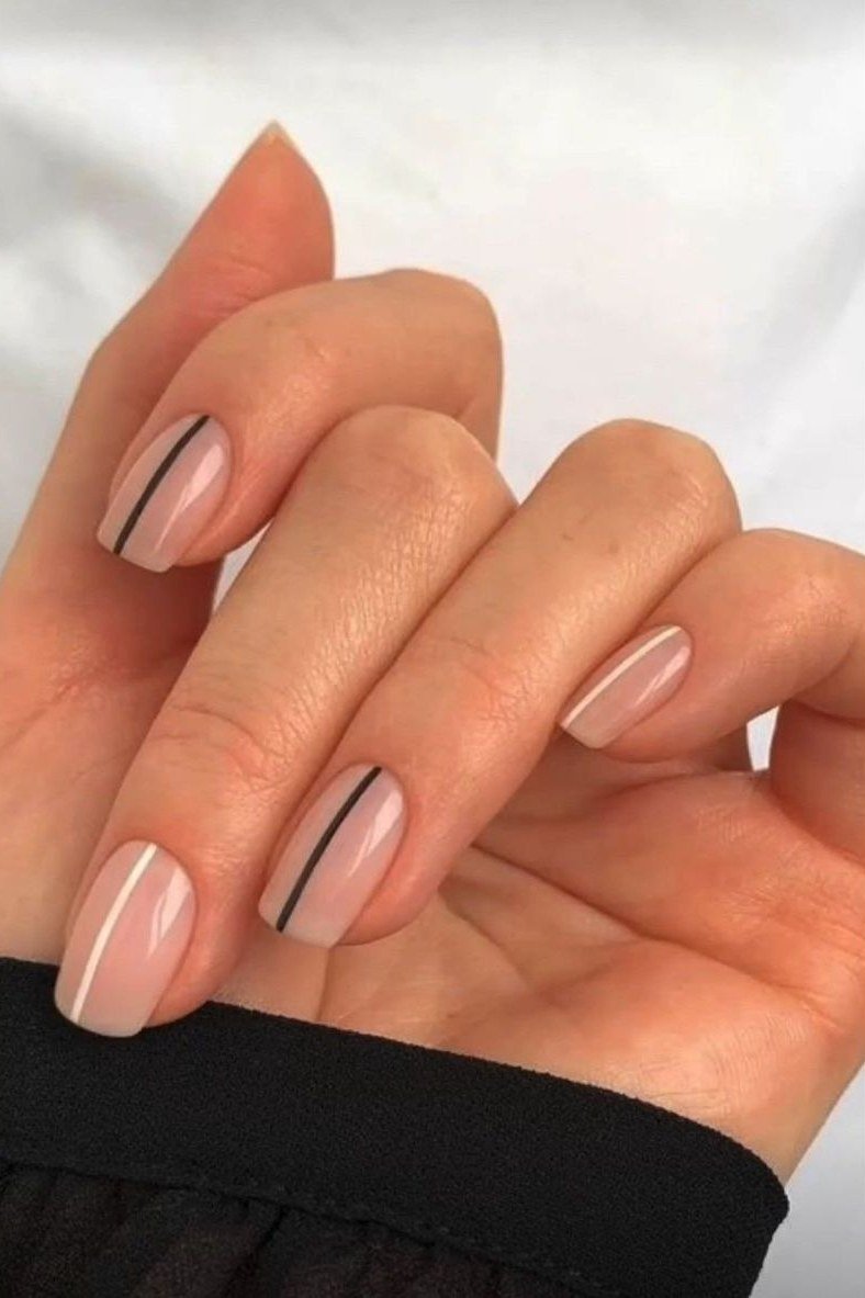 Vertical Lines With X Accents - short nail design for women over 60 that makes nails look longer