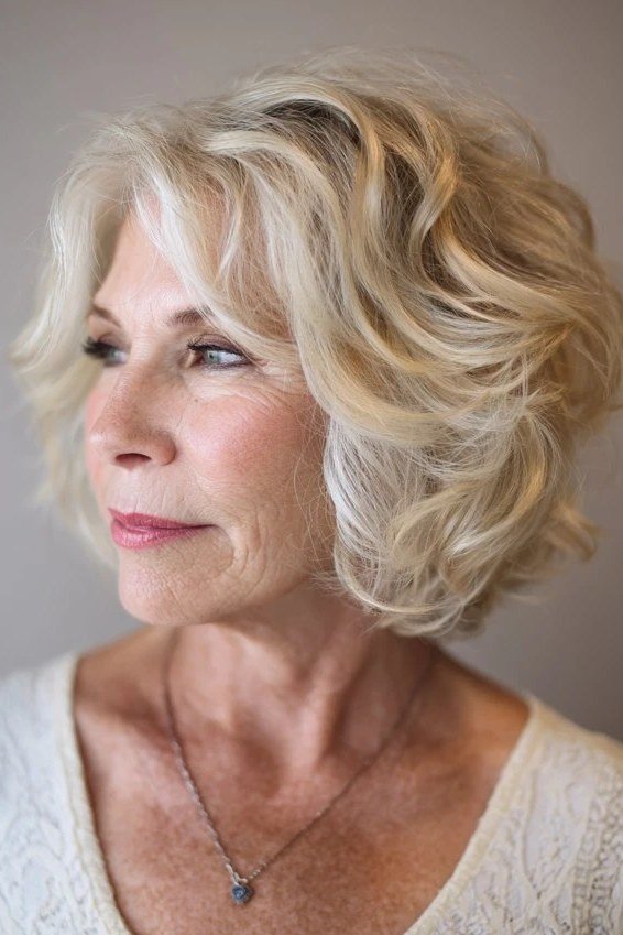 Grey Bob with Bangs Outdoors - hairstyle for women over 70